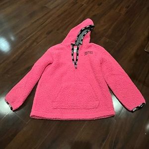 EUC - Justice - Neon Pink Fleece Half Zip Hoodie - Size 10
